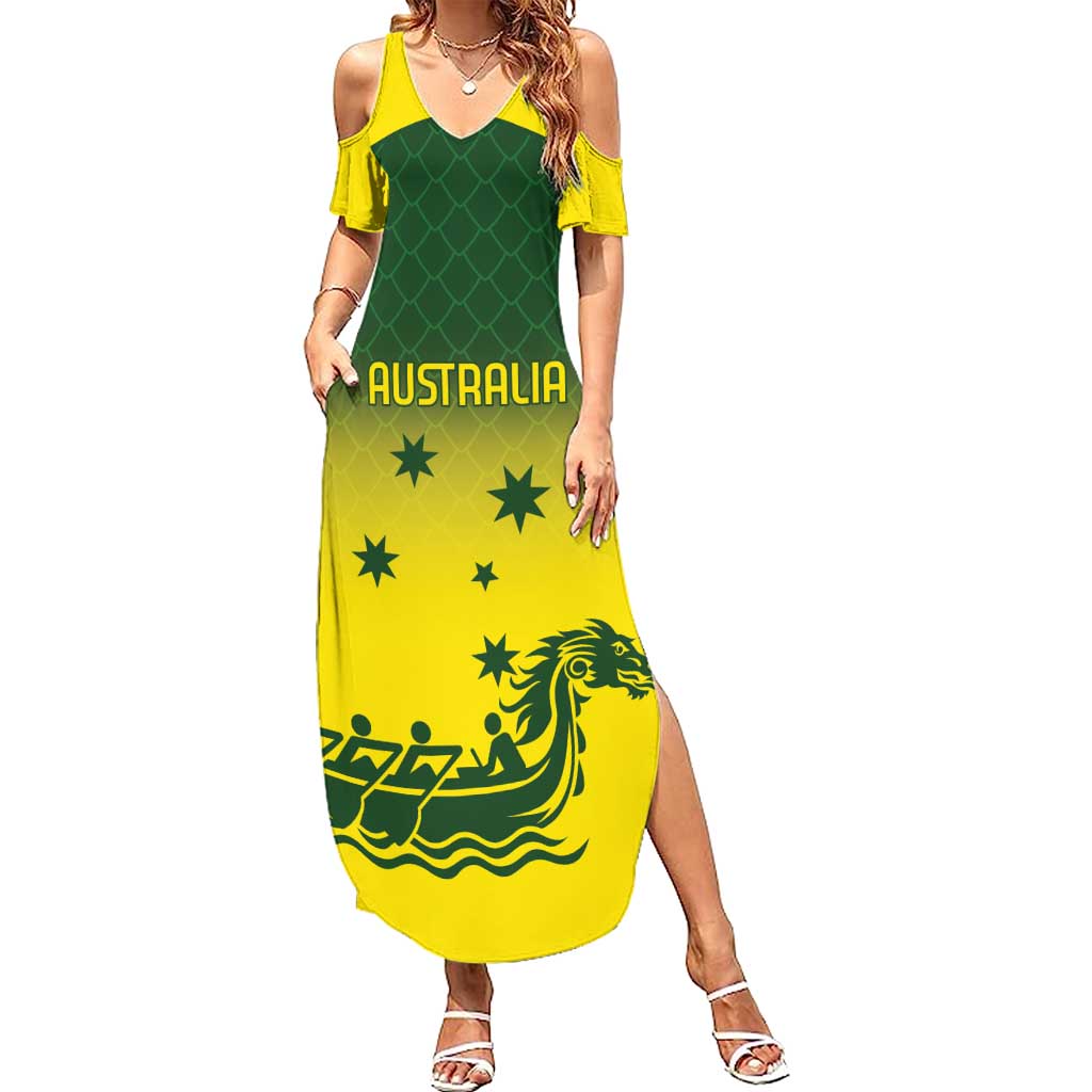 Personalised Dragons Boat Aussie Paddles Up! Family Matching Summer Maxi Dress and Hawaiian Shirt