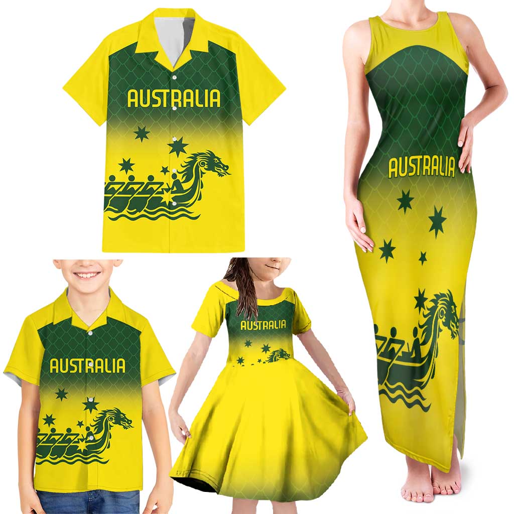 Personalised Dragons Boat Aussie Paddles Up! Family Matching Tank Maxi Dress and Hawaiian Shirt