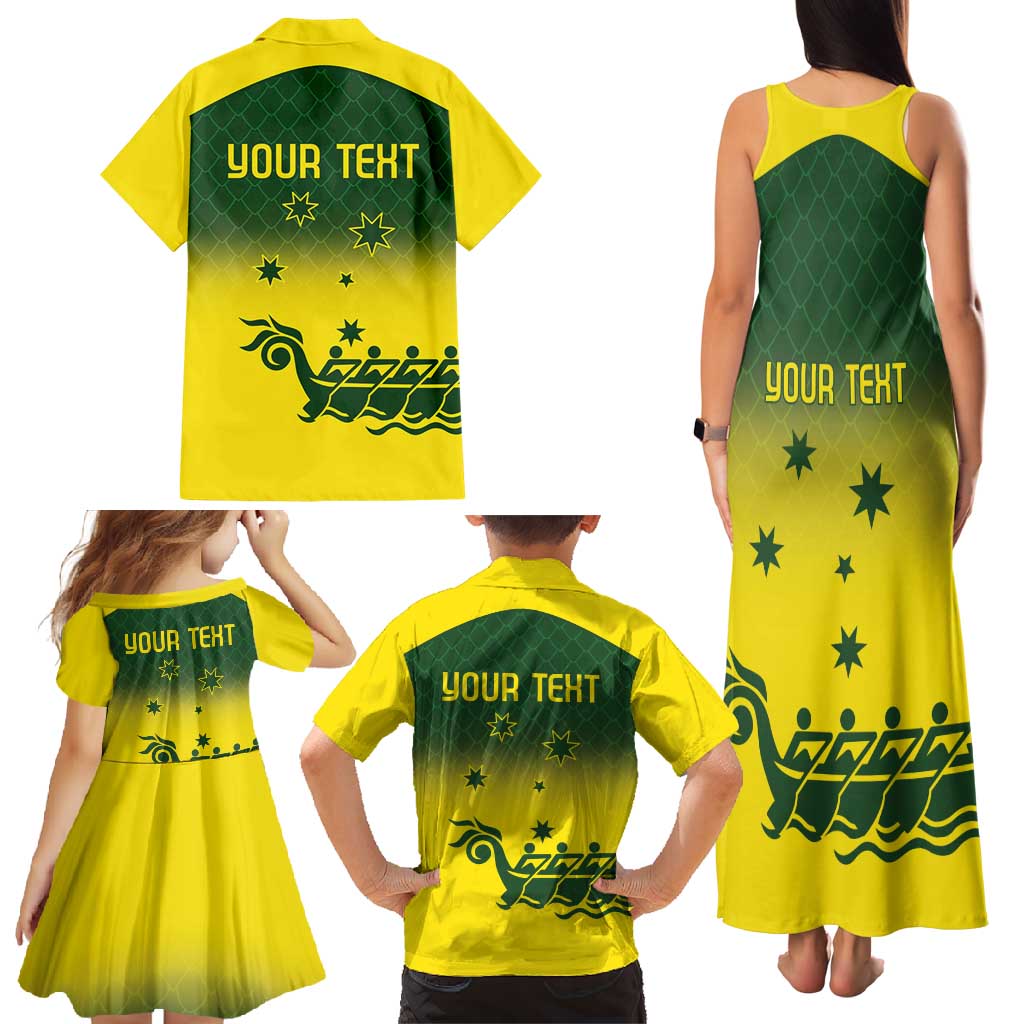 Personalised Dragons Boat Aussie Paddles Up! Family Matching Tank Maxi Dress and Hawaiian Shirt