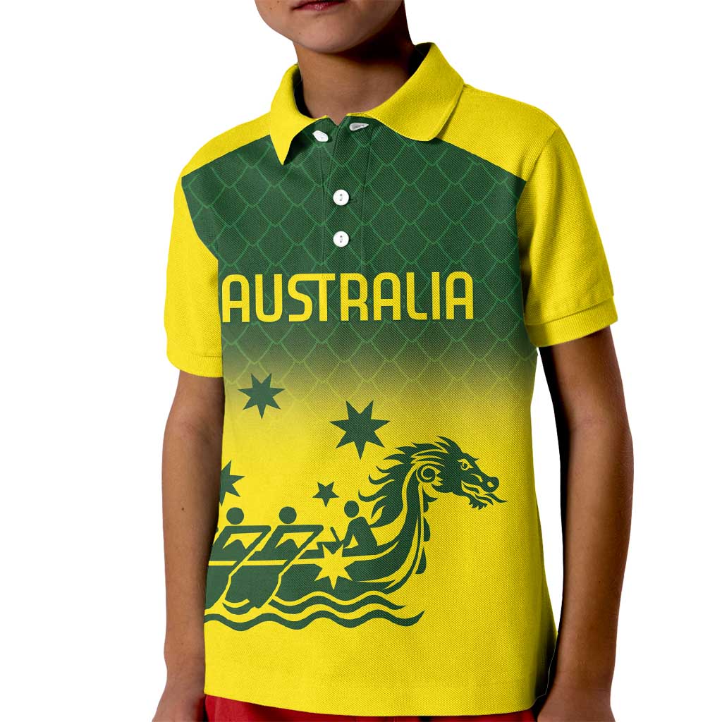 Personalised Dragons Boat Aussie Paddles Up! Kid Polo Shirt - Vibe Hoodie Shop