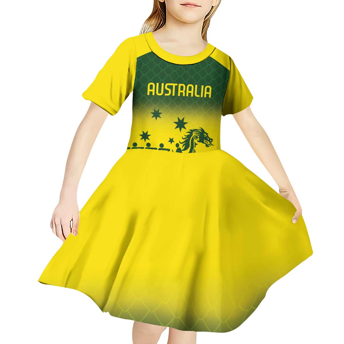 Personalised Dragons Boat Aussie Paddles Up! Kid Short Sleeve Dress - Vibe Hoodie Shop