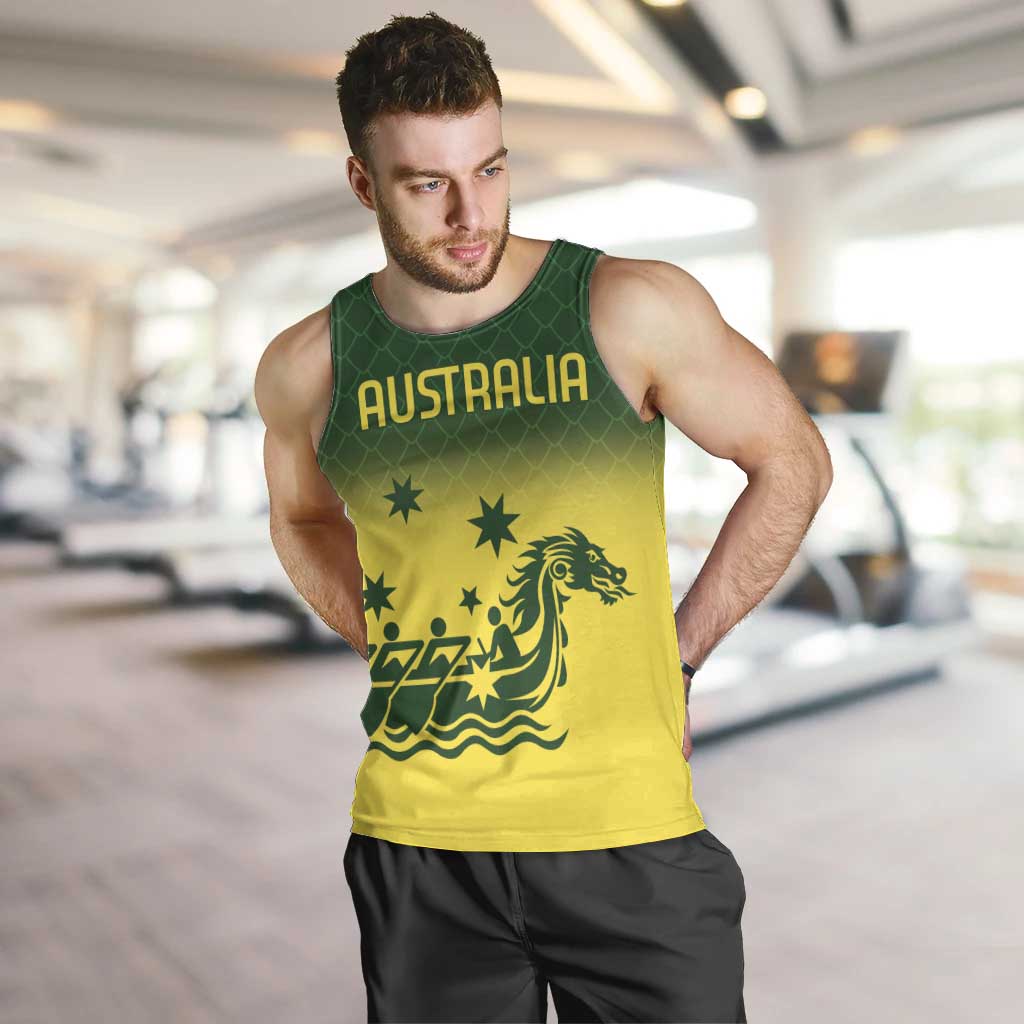 Personalised Dragons Boat Aussie Paddles Up! Men Tank Top - Vibe Hoodie Shop