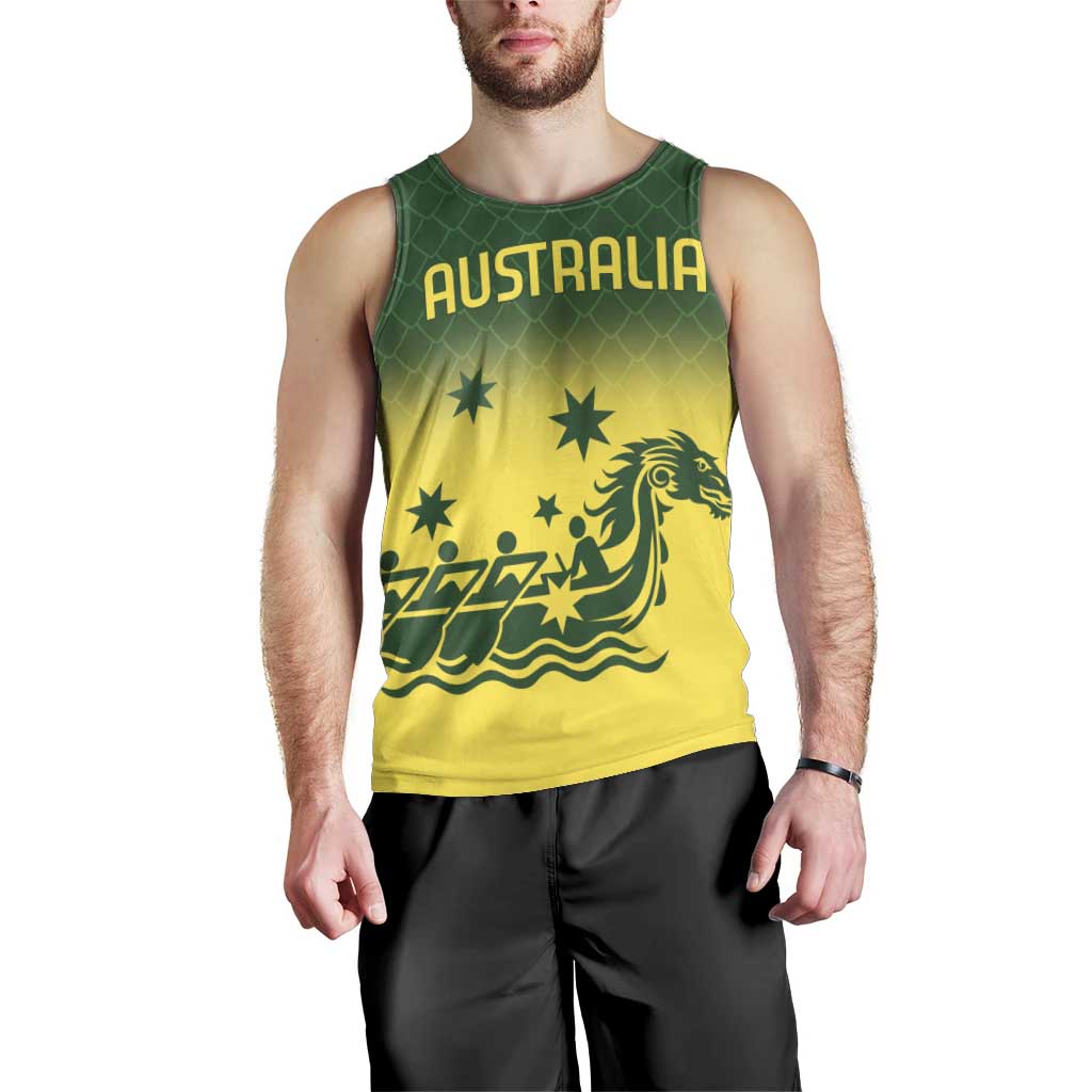 Personalised Dragons Boat Aussie Paddles Up! Men Tank Top - Vibe Hoodie Shop