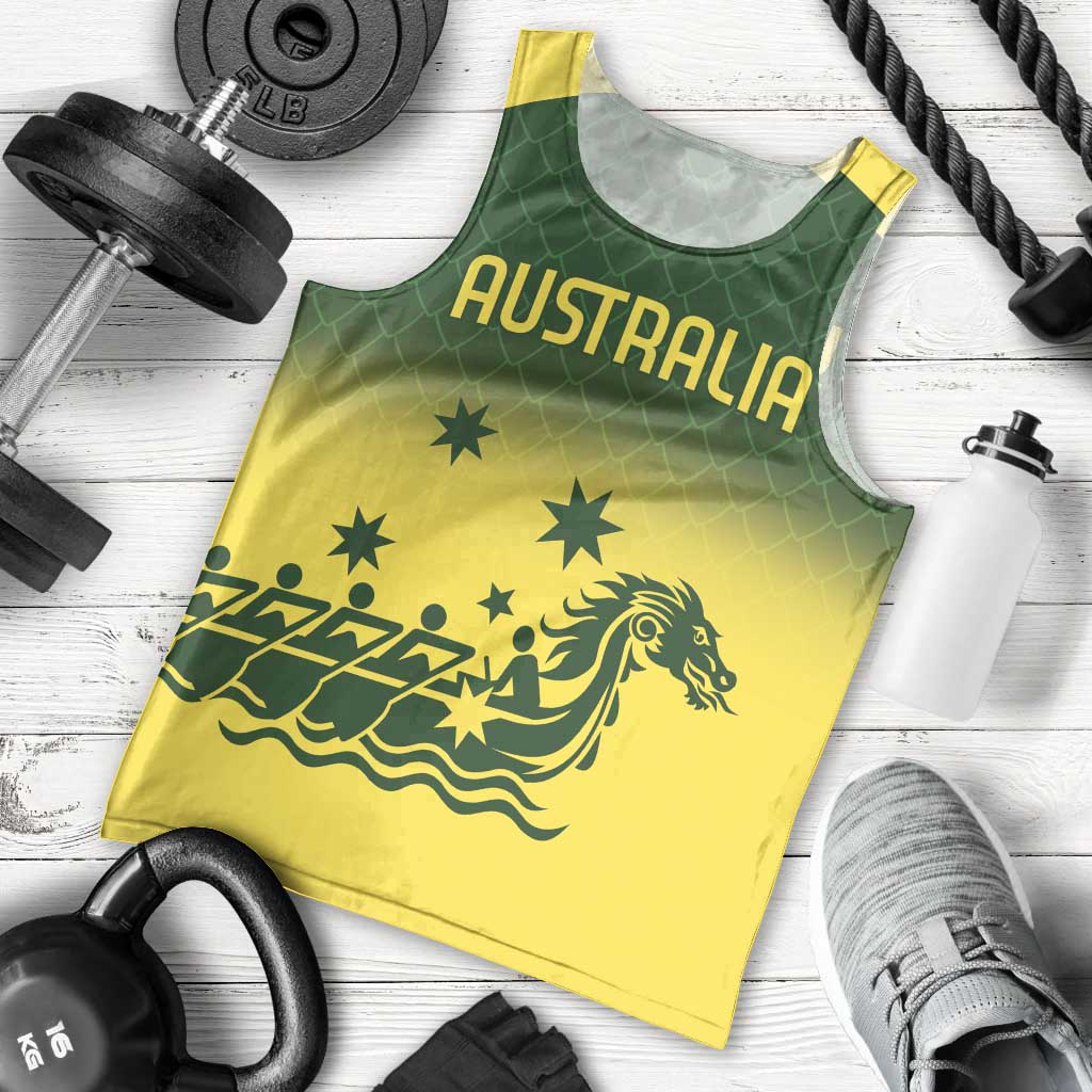 Personalised Dragons Boat Aussie Paddles Up! Men Tank Top - Vibe Hoodie Shop