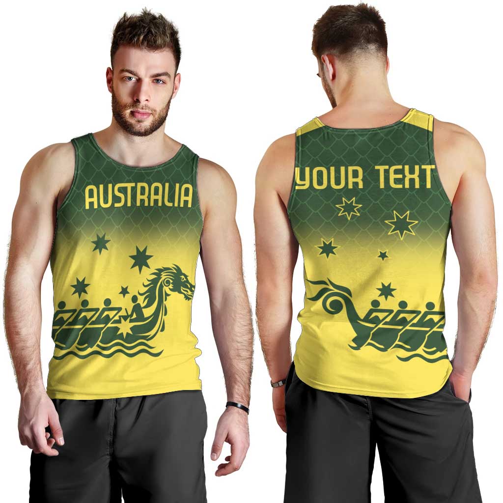 Personalised Dragons Boat Aussie Paddles Up! Men Tank Top - Vibe Hoodie Shop