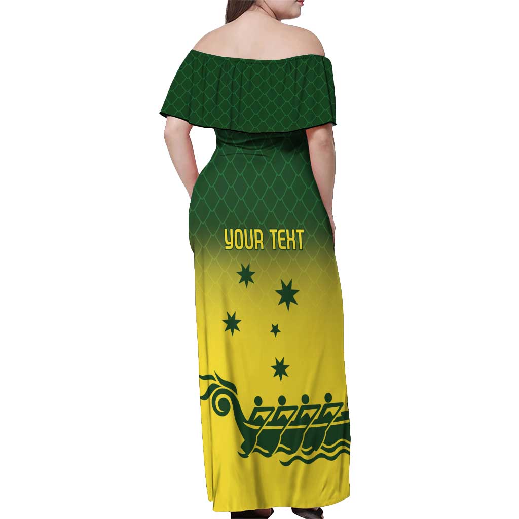 Personalised Dragons Boat Aussie Paddles Up! Off Shoulder Maxi Dress