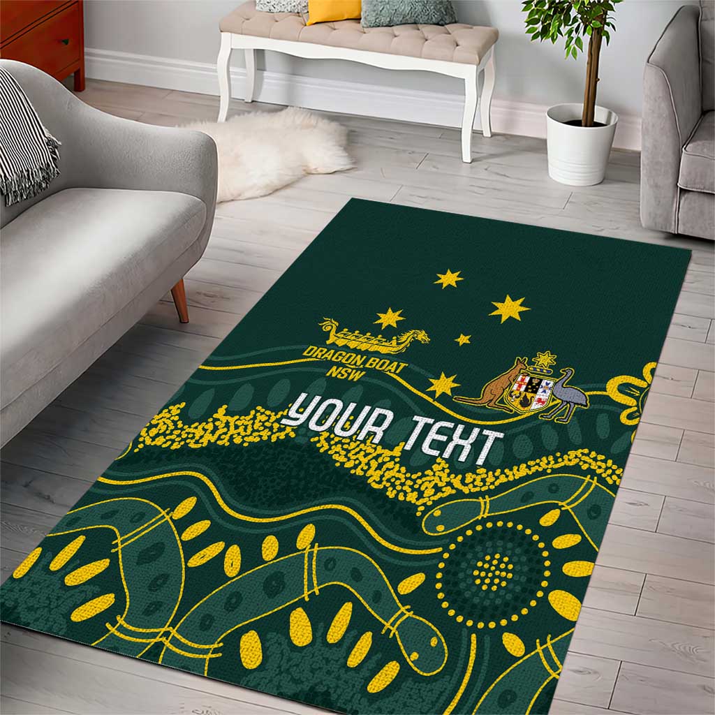 Personalised Australia Dragons Boat Area Rug Aussie Aboriginal Dot Style - Vibe Hoodie Shop