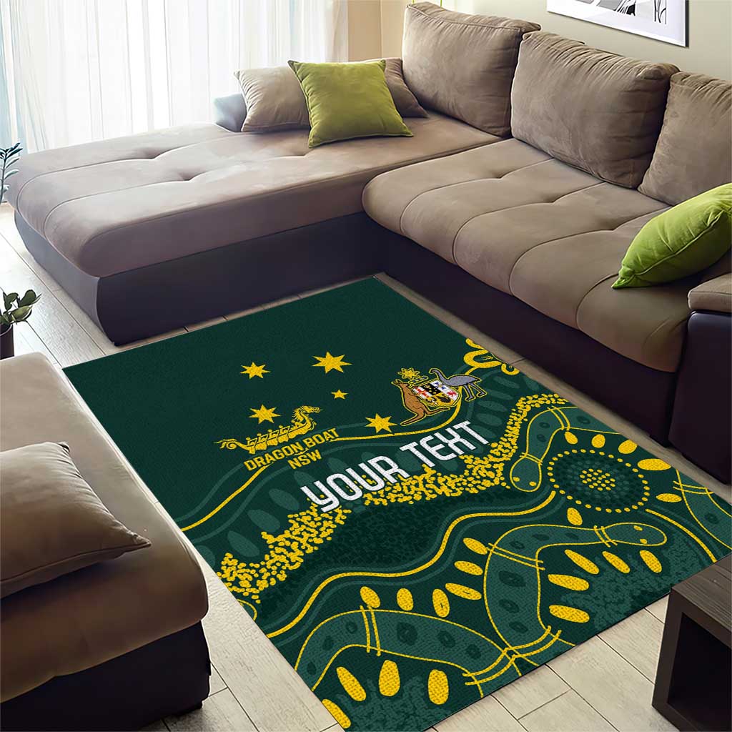 Personalised Australia Dragons Boat Area Rug Aussie Aboriginal Dot Style - Vibe Hoodie Shop