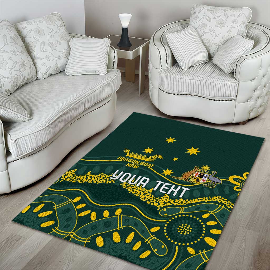 Personalised Australia Dragons Boat Area Rug Aussie Aboriginal Dot Style - Vibe Hoodie Shop