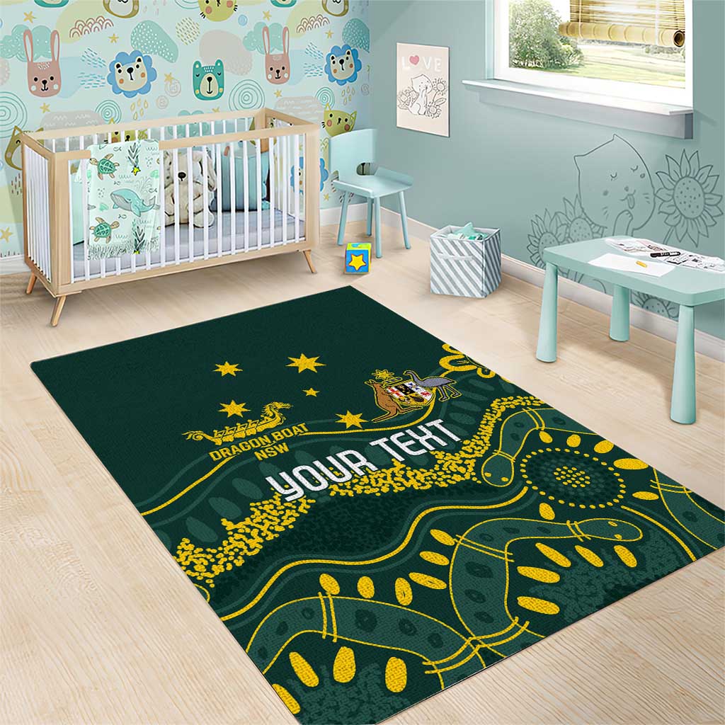 Personalised Australia Dragons Boat Area Rug Aussie Aboriginal Dot Style - Vibe Hoodie Shop