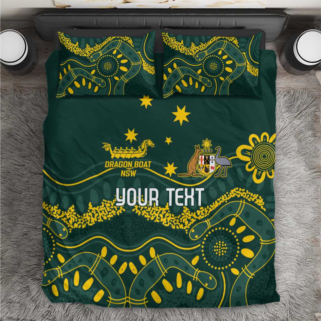 Personalised Australia Dragons Boat Bedding Set Aussie Aboriginal Dot Style - Vibe Hoodie Shop