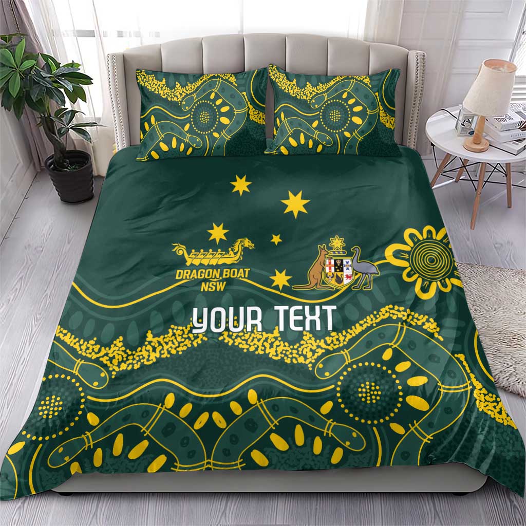 Personalised Australia Dragons Boat Bedding Set Aussie Aboriginal Dot Style - Vibe Hoodie Shop