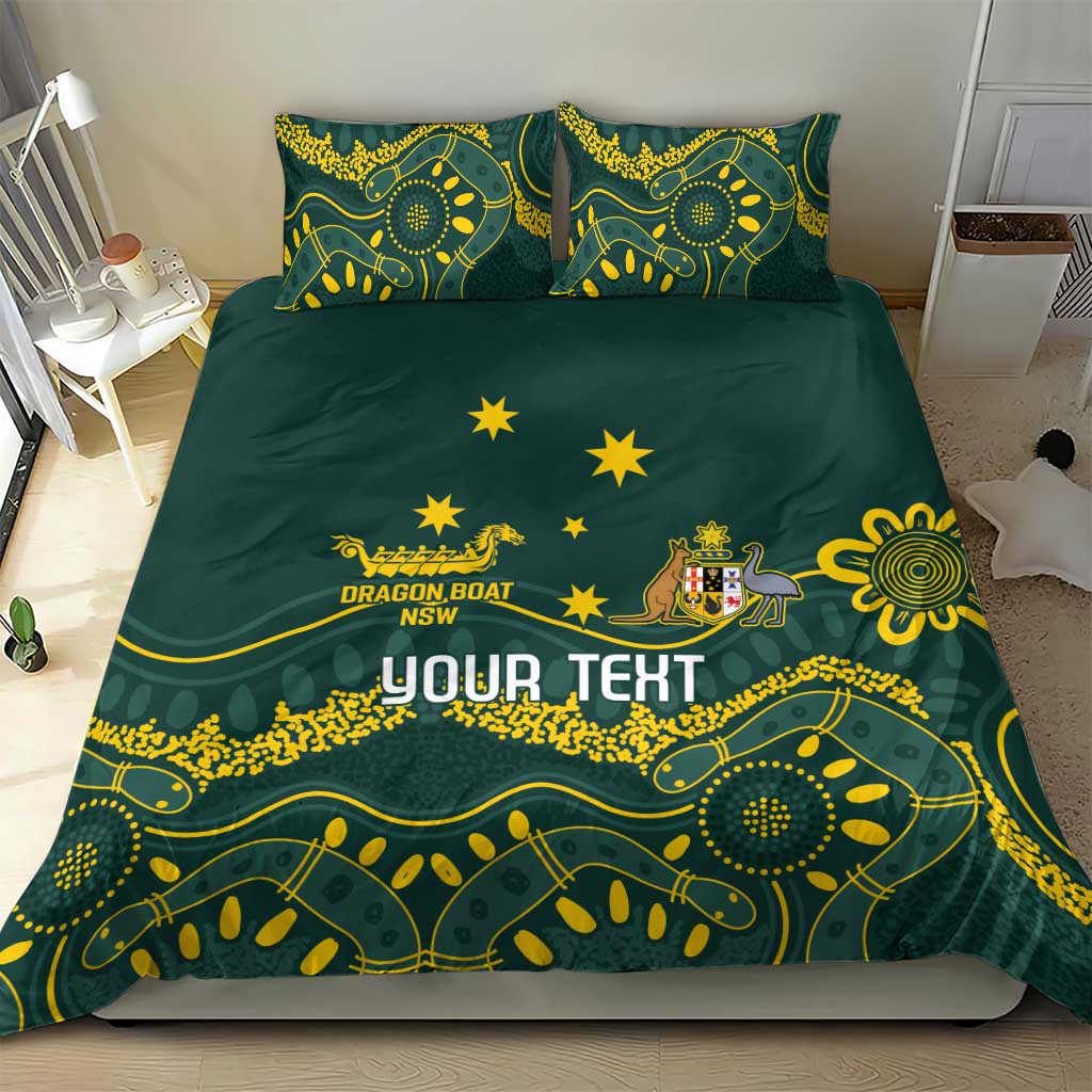 Personalised Australia Dragons Boat Bedding Set Aussie Aboriginal Dot Style - Vibe Hoodie Shop