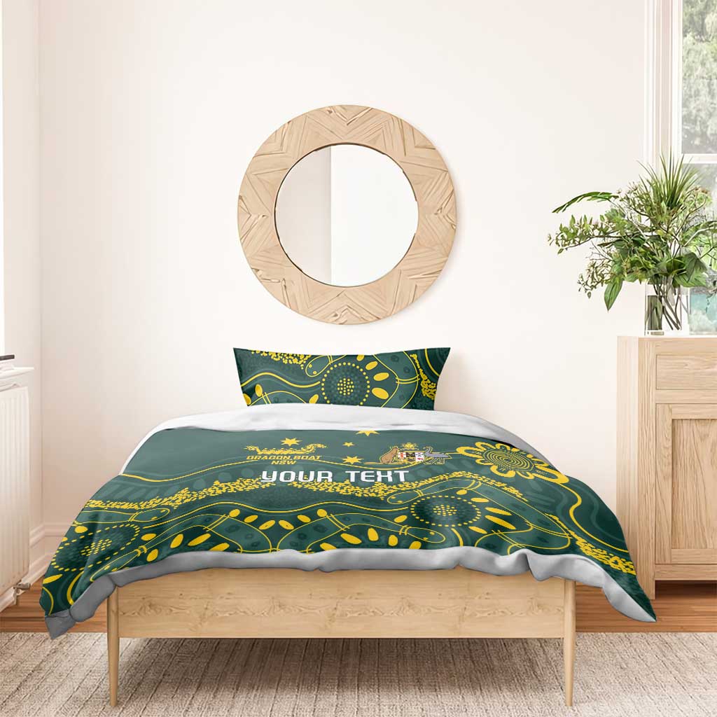 Personalised Australia Dragons Boat Bedding Set Aussie Aboriginal Dot Style - Vibe Hoodie Shop