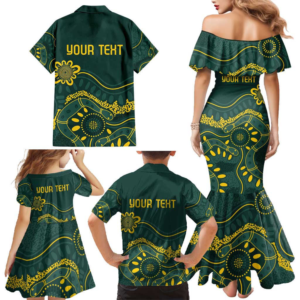 Personalised Australia Dragons Boat Family Matching Mermaid Dress and Hawaiian Shirt Aussie Aboriginal Dot Style