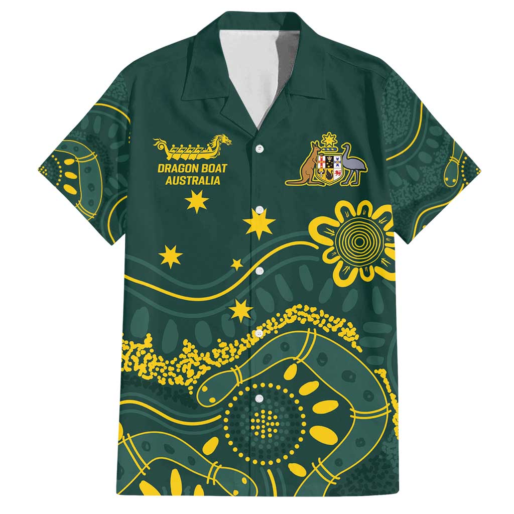 Personalised Australia Dragons Boat Family Matching Puletasi and Hawaiian Shirt Aussie Aboriginal Dot Style