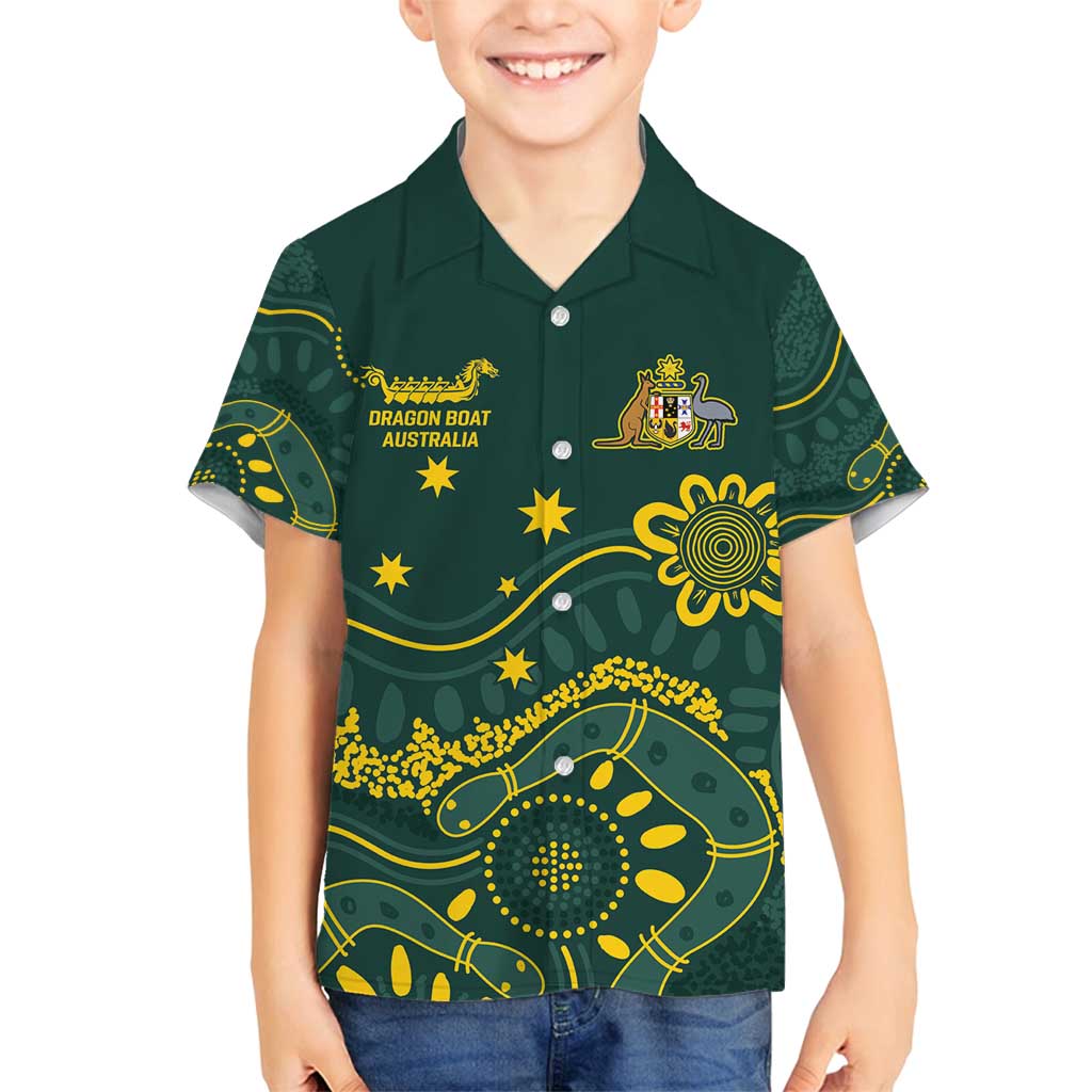 Personalised Australia Dragons Boat Family Matching Puletasi and Hawaiian Shirt Aussie Aboriginal Dot Style