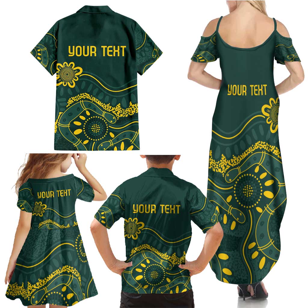 Personalised Australia Dragons Boat Family Matching Summer Maxi Dress and Hawaiian Shirt Aussie Aboriginal Dot Style