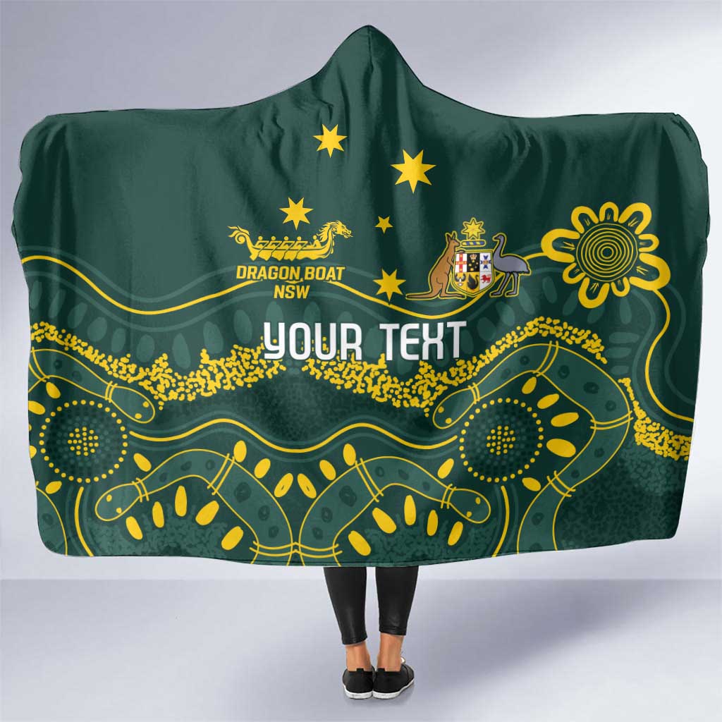 Personalised Australia Dragons Boat Hooded Blanket Aussie Aboriginal Dot Style