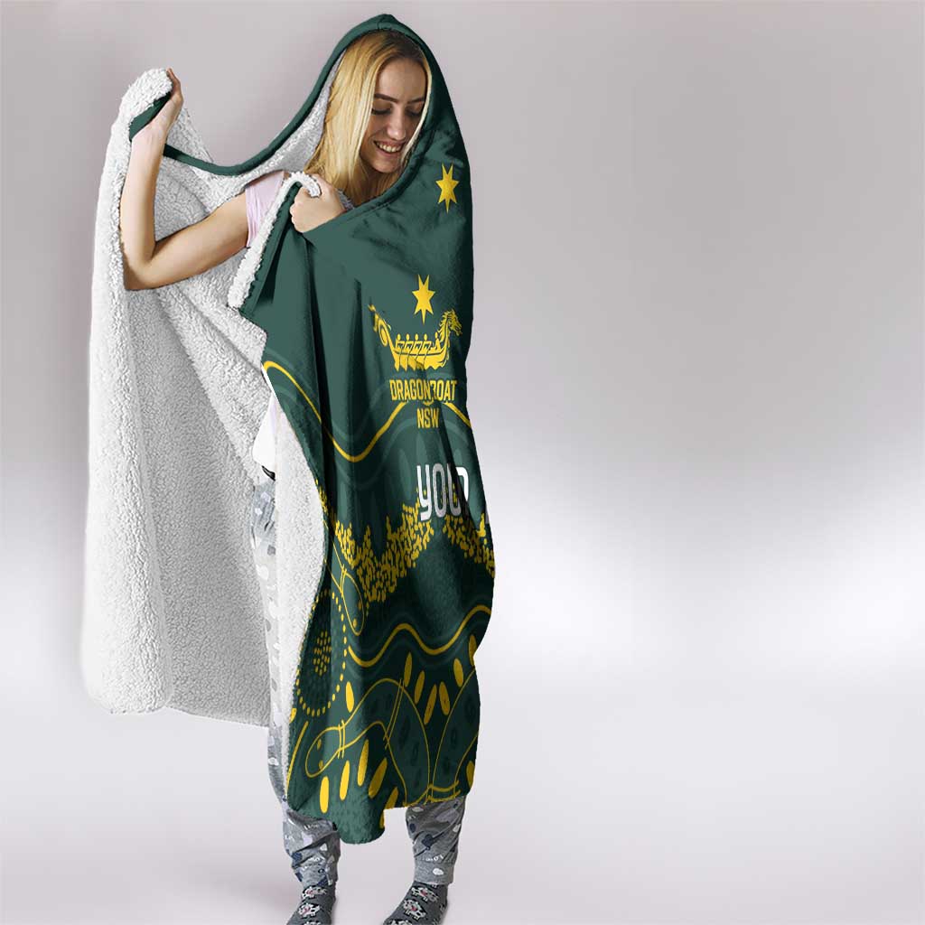 Personalised Australia Dragons Boat Hooded Blanket Aussie Aboriginal Dot Style