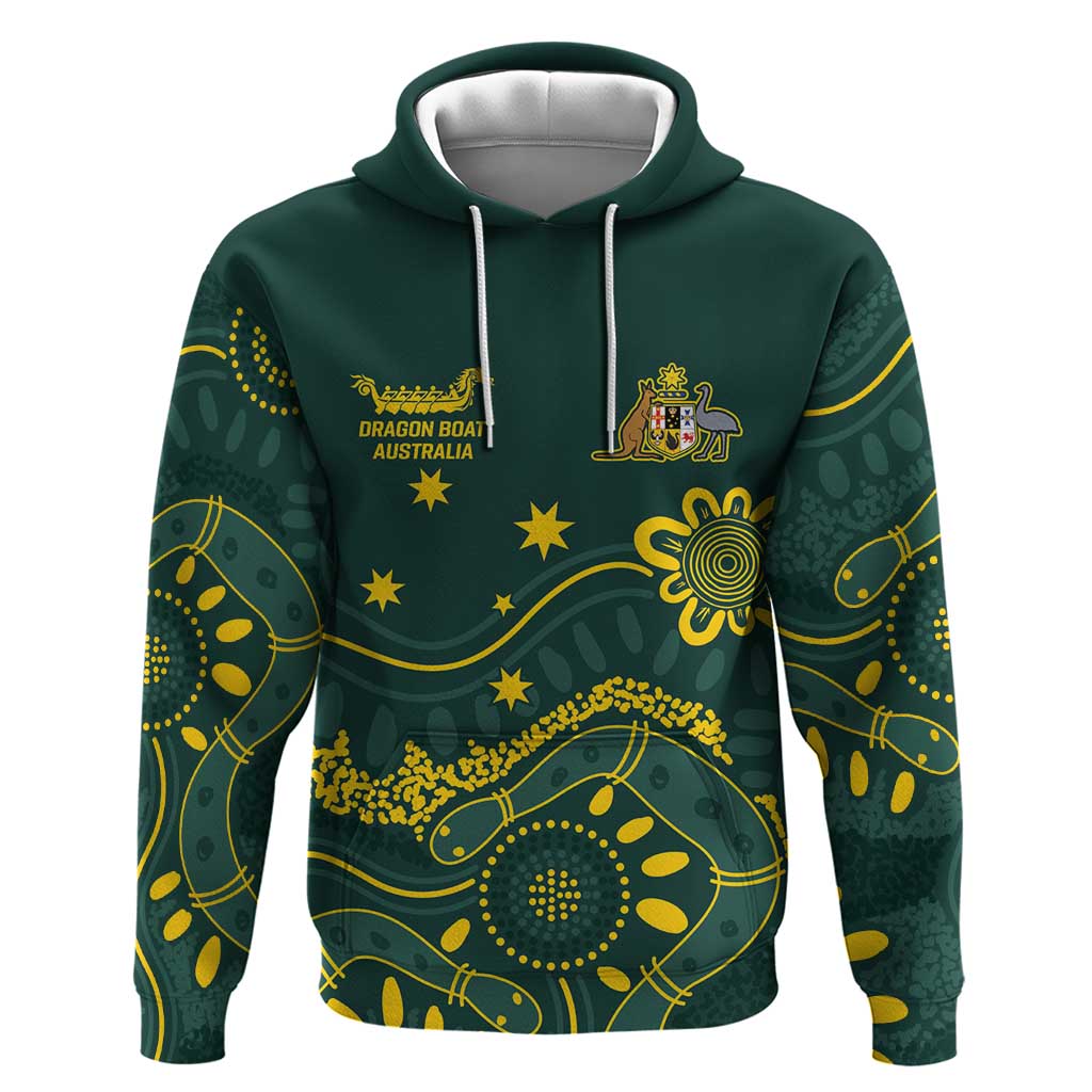 Personalised Australia Dragons Boat Hoodie Aussie Aboriginal Dot Style LT9 - Vibe Hoodie Shop