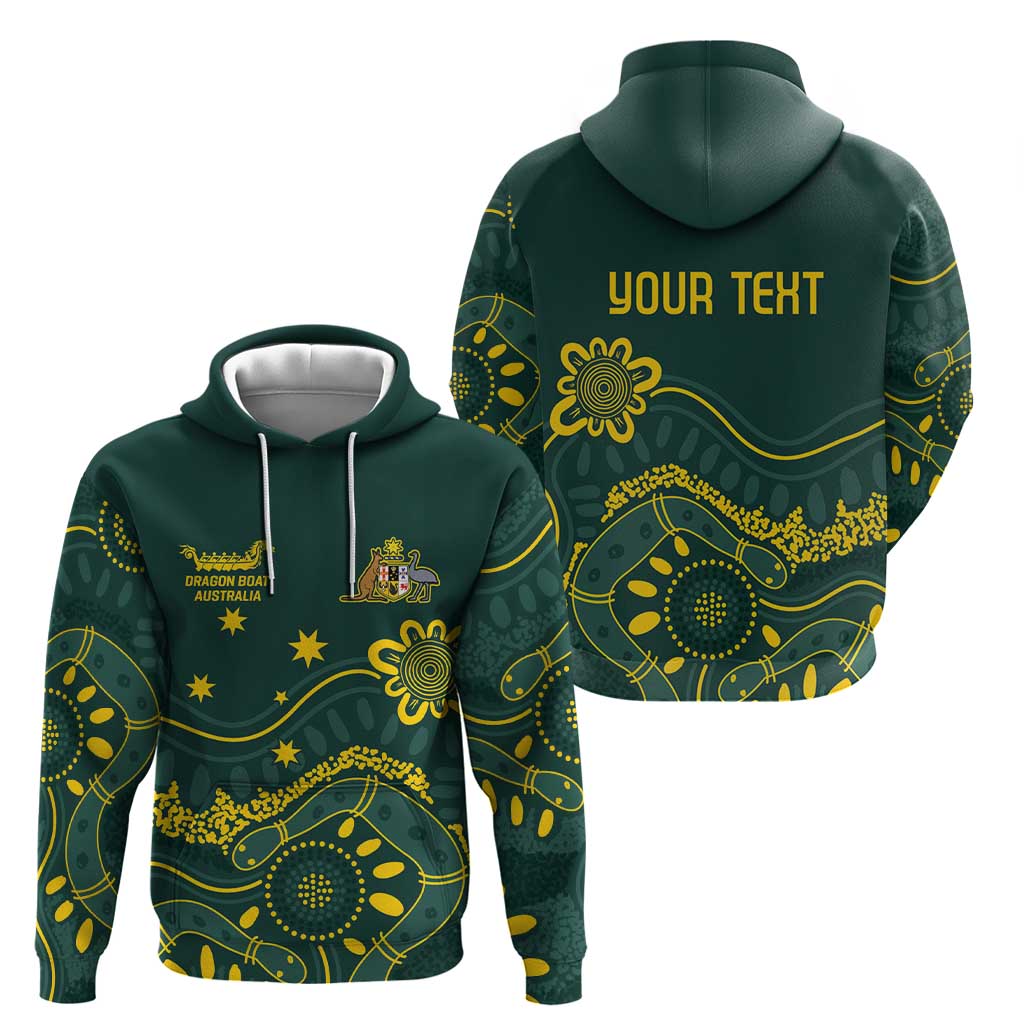 Personalised Australia Dragons Boat Hoodie Aussie Aboriginal Dot Style LT9 - Vibe Hoodie Shop