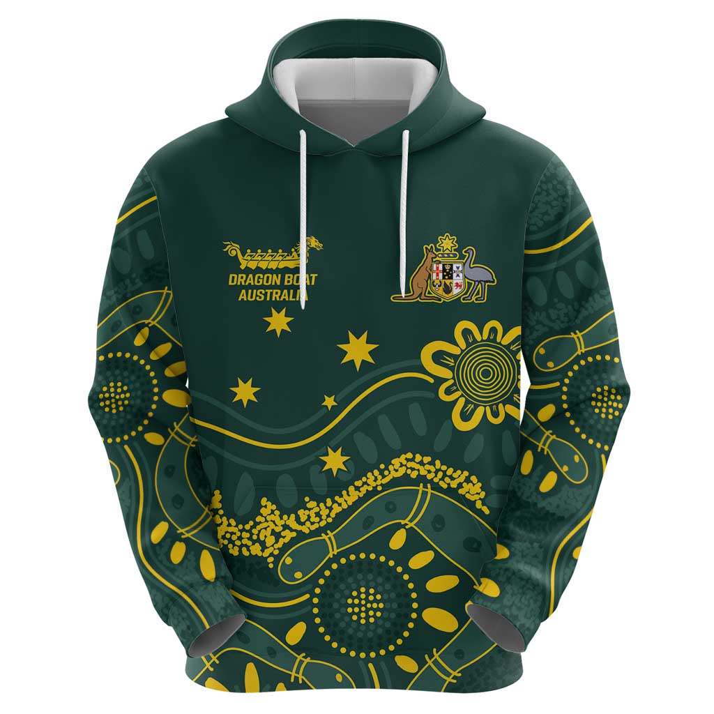 Personalised Australia Dragons Boat Hoodie Aussie Aboriginal Dot Style LT9 - Vibe Hoodie Shop