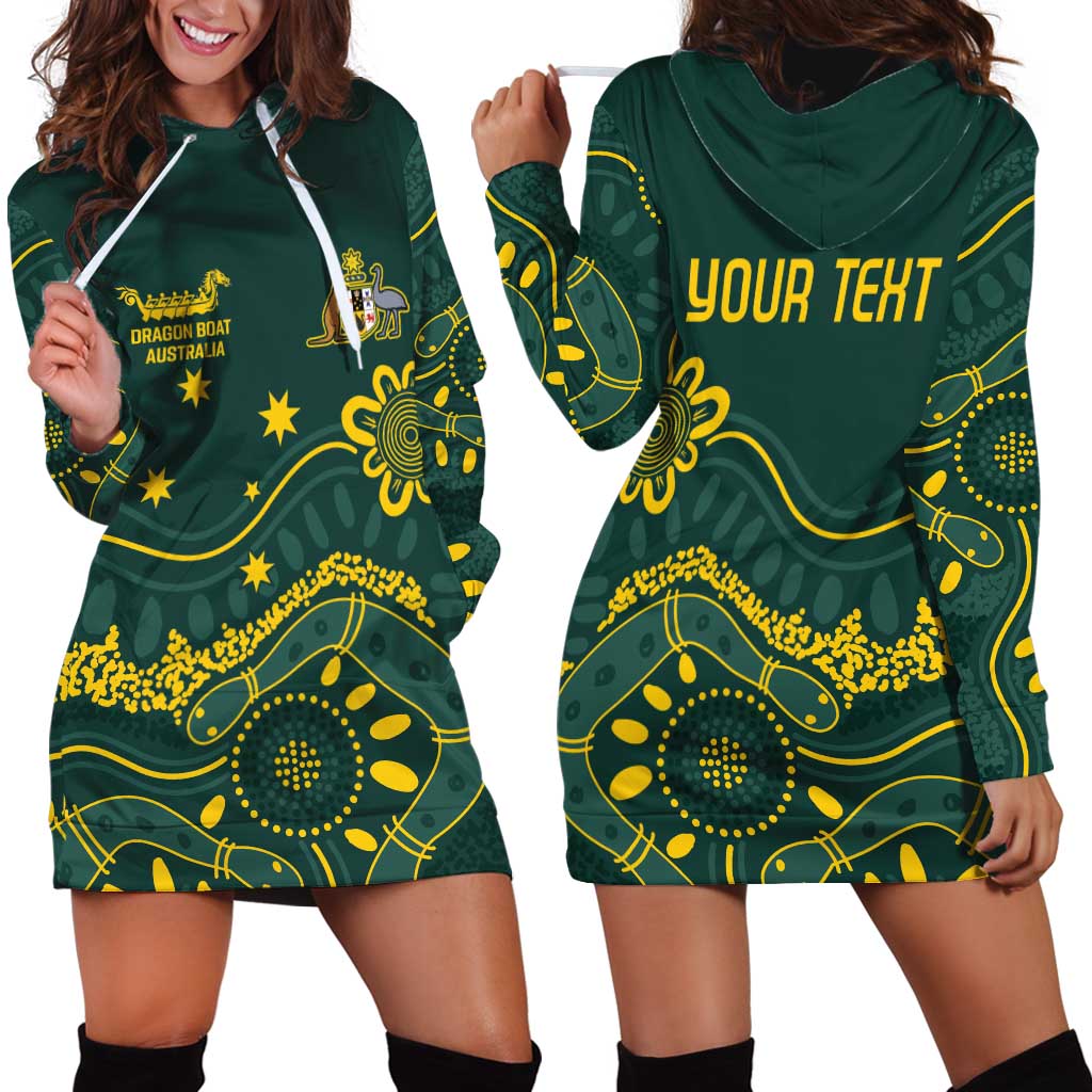 Personalised Australia Dragons Boat Hoodie Dress Aussie Aboriginal Dot Style - Vibe Hoodie Shop