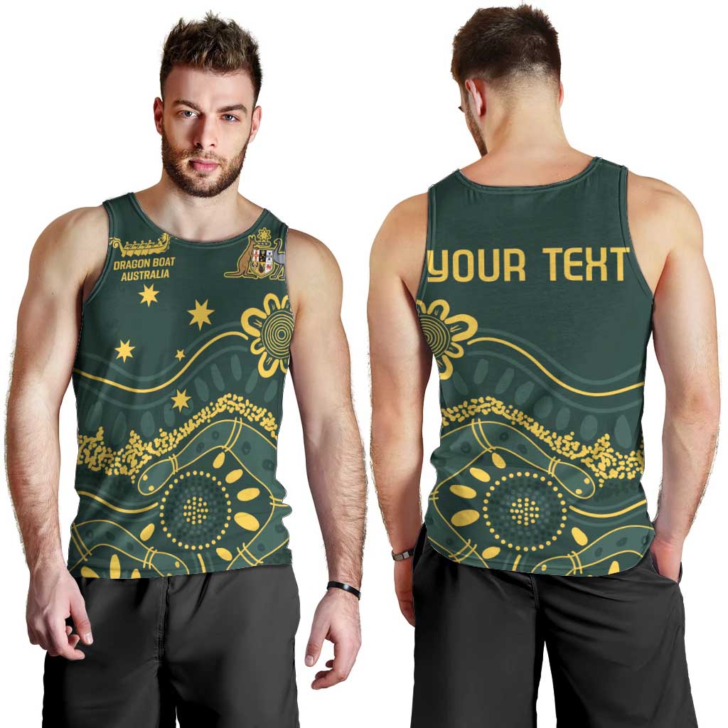 Personalised Australia Dragons Boat Men Tank Top Aussie Aboriginal Dot Style - Vibe Hoodie Shop