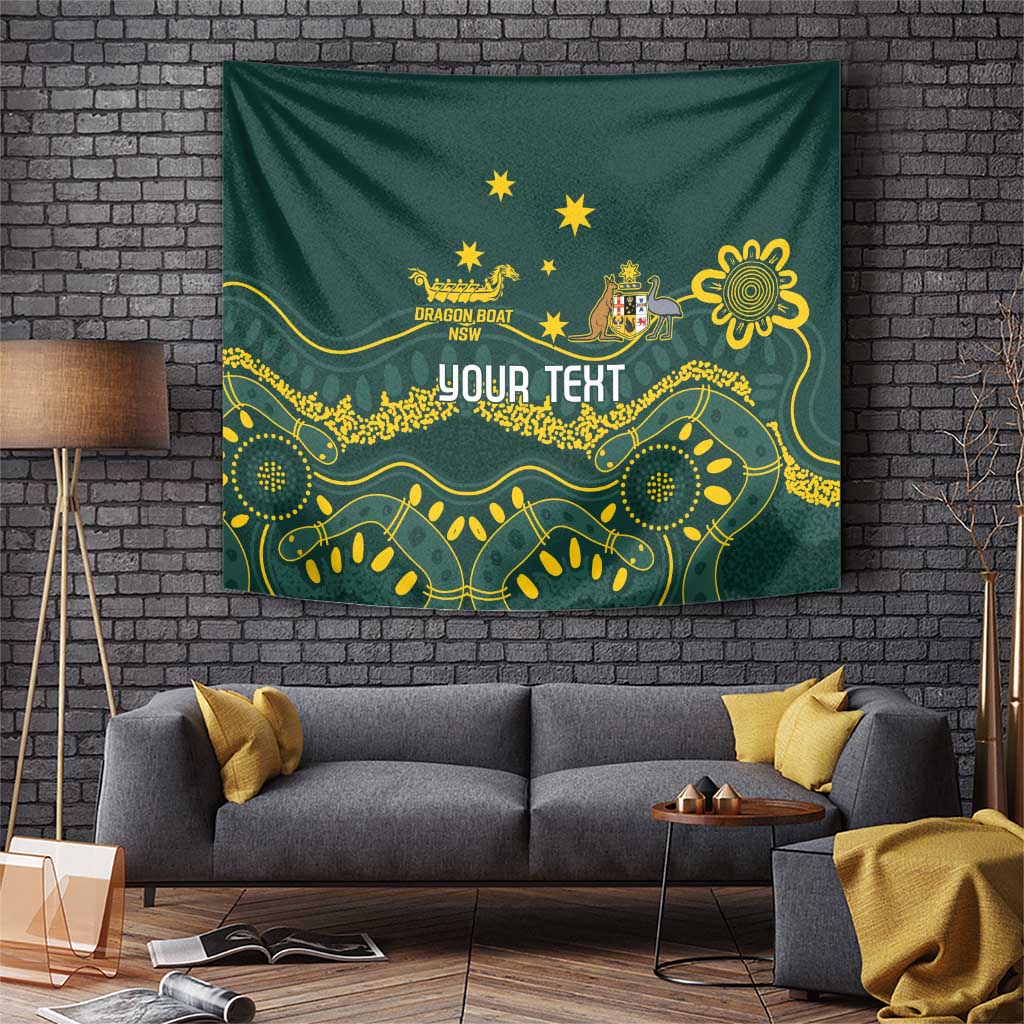 Personalised Australia Dragons Boat Tapestry Aussie Aboriginal Dot Style - Vibe Hoodie Shop