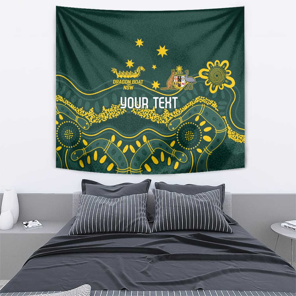 Personalised Australia Dragons Boat Tapestry Aussie Aboriginal Dot Style - Vibe Hoodie Shop