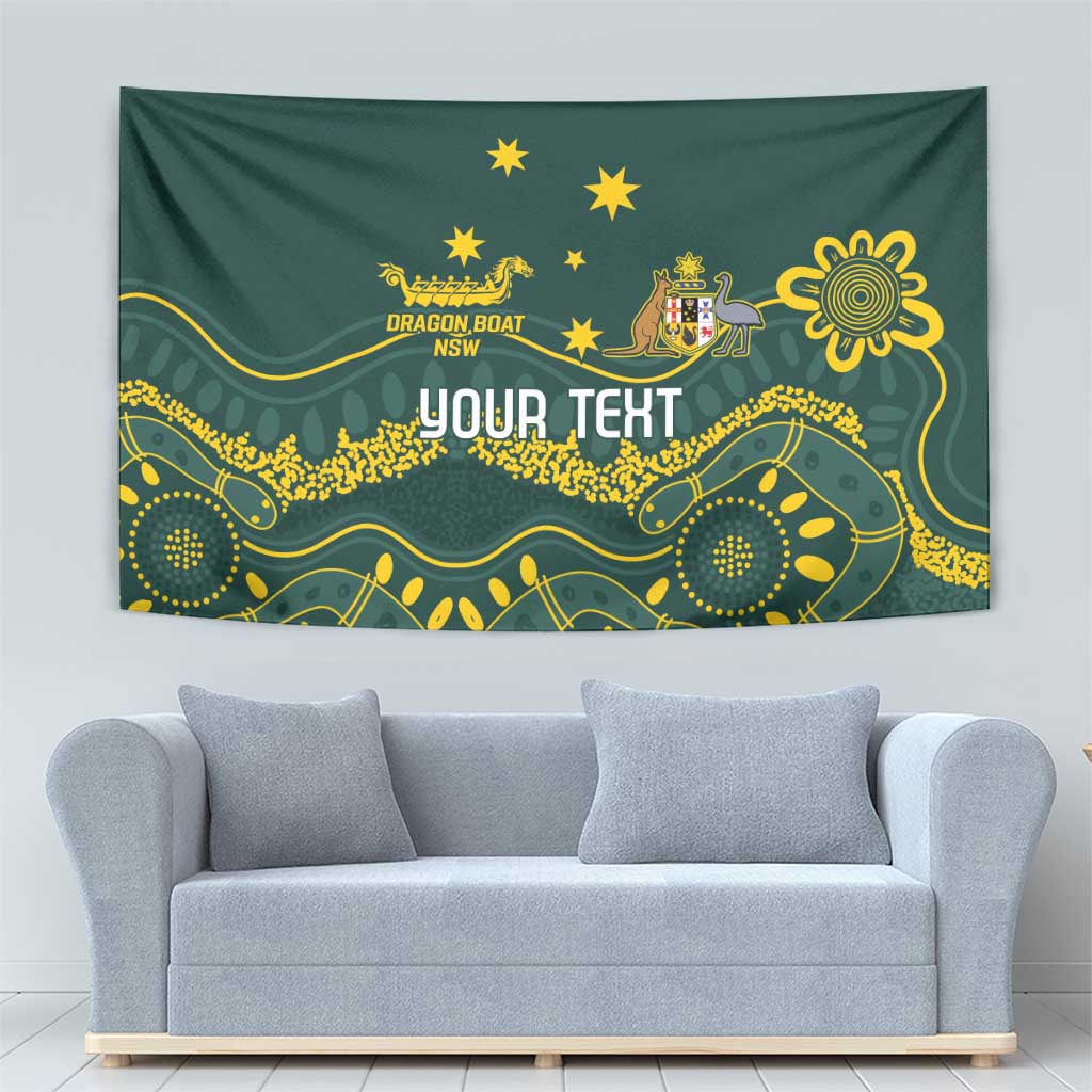 Personalised Australia Dragons Boat Tapestry Aussie Aboriginal Dot Style - Vibe Hoodie Shop