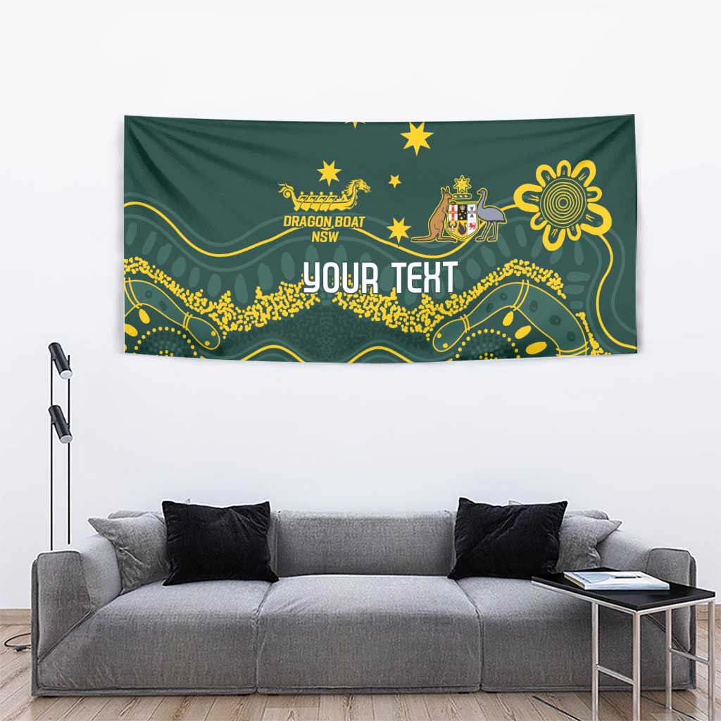 Personalised Australia Dragons Boat Tapestry Aussie Aboriginal Dot Style - Vibe Hoodie Shop