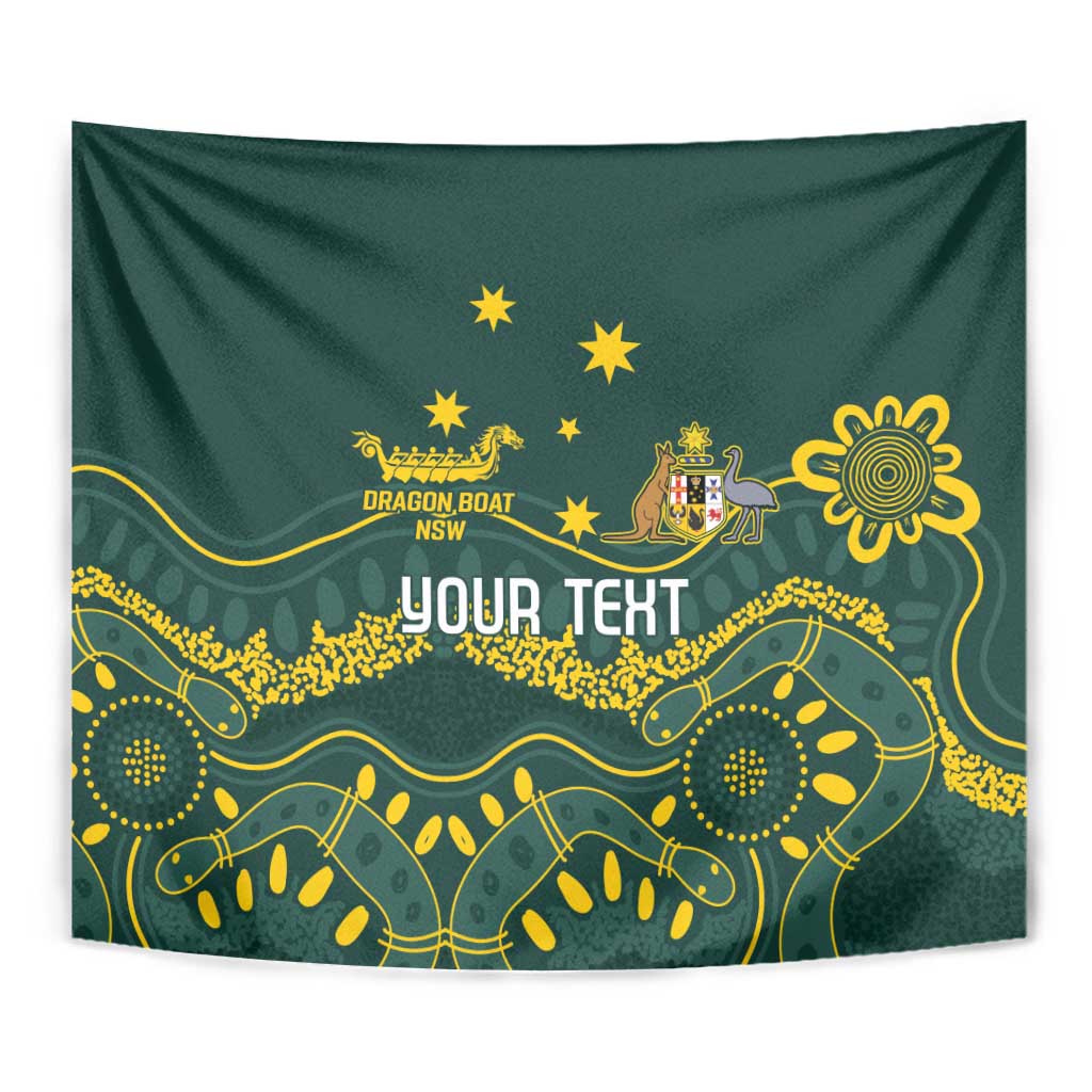 Personalised Australia Dragons Boat Tapestry Aussie Aboriginal Dot Style - Vibe Hoodie Shop