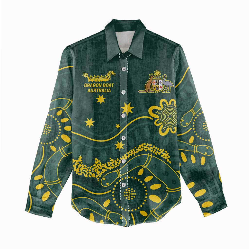 Personalised Australia Dragons Boat Women Casual Shirt Aussie Aboriginal Dot Style - Vibe Hoodie Shop