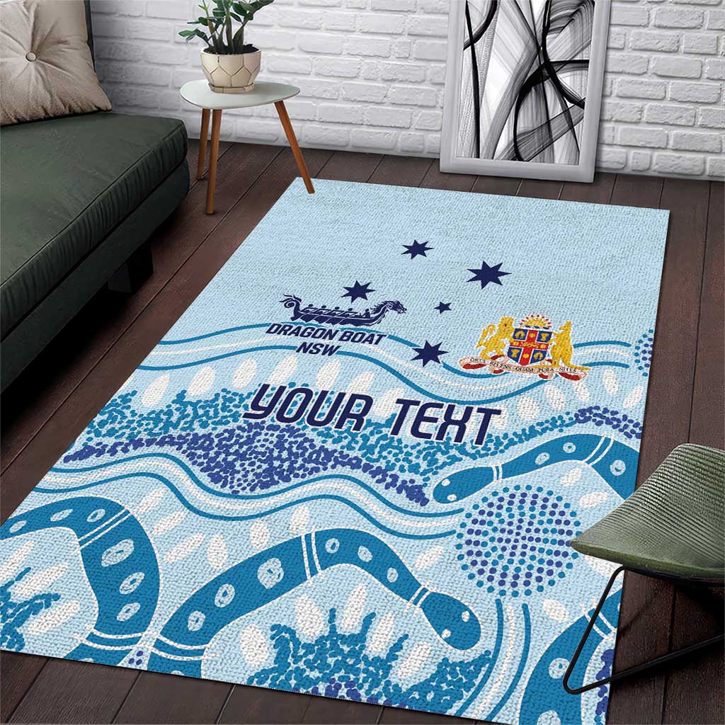 Personalised Australia New South Wales Dragons Boat Area Rug Aussie Aboriginal Dot Style - Vibe Hoodie Shop