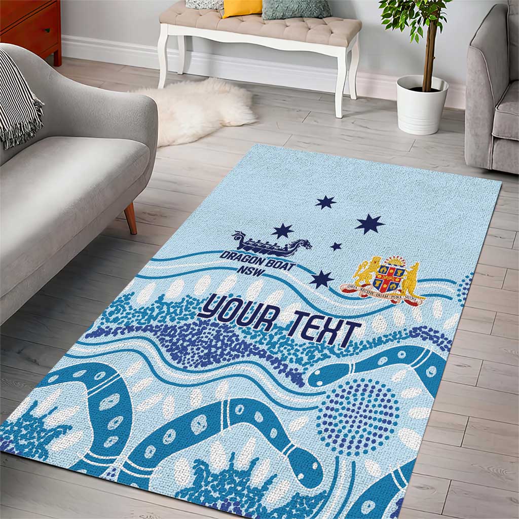 Personalised Australia New South Wales Dragons Boat Area Rug Aussie Aboriginal Dot Style - Vibe Hoodie Shop