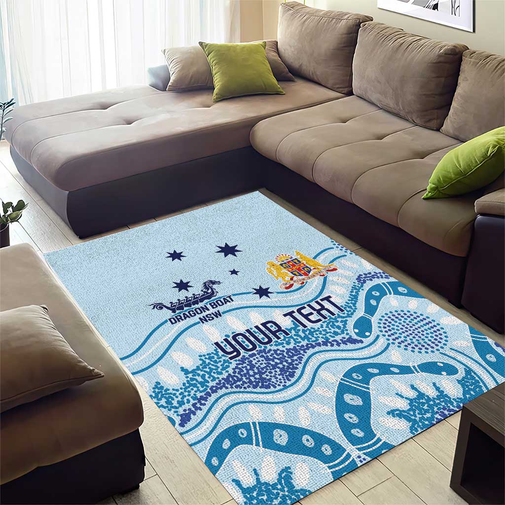 Personalised Australia New South Wales Dragons Boat Area Rug Aussie Aboriginal Dot Style - Vibe Hoodie Shop