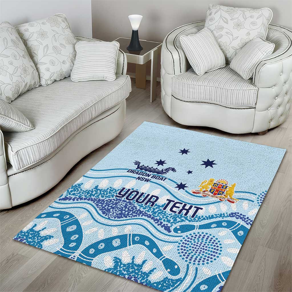 Personalised Australia New South Wales Dragons Boat Area Rug Aussie Aboriginal Dot Style - Vibe Hoodie Shop