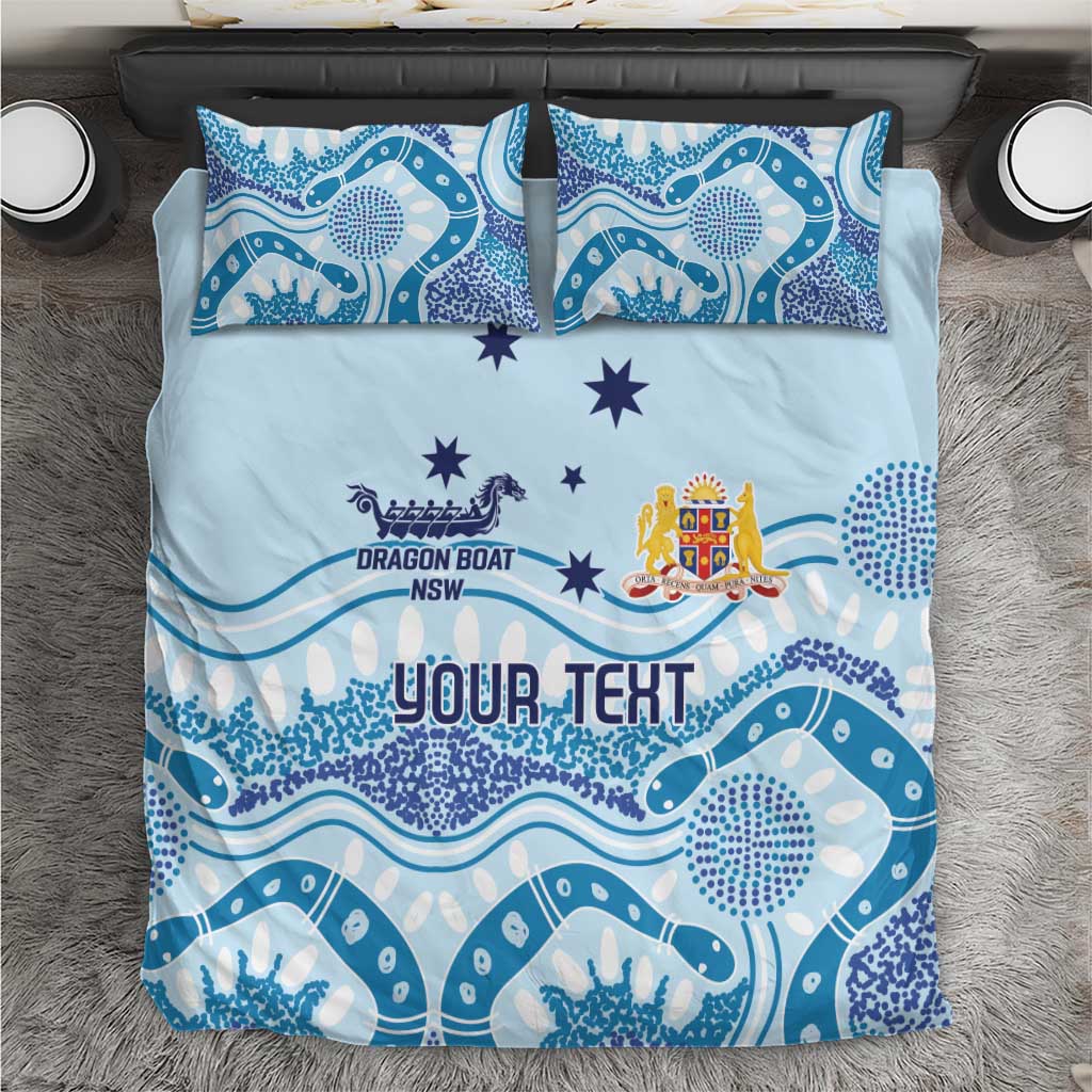 Personalised Australia New South Wales Dragons Boat Bedding Set Aussie Aboriginal Dot Style - Vibe Hoodie Shop