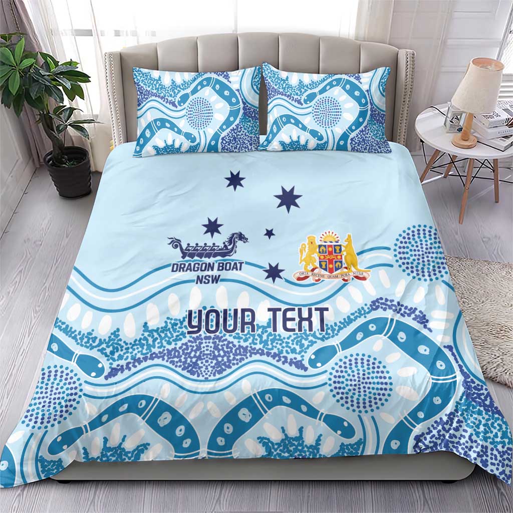 Personalised Australia New South Wales Dragons Boat Bedding Set Aussie Aboriginal Dot Style - Vibe Hoodie Shop
