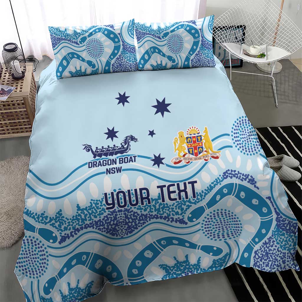 Personalised Australia New South Wales Dragons Boat Bedding Set Aussie Aboriginal Dot Style - Vibe Hoodie Shop
