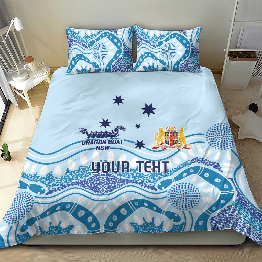 Personalised Australia New South Wales Dragons Boat Bedding Set Aussie Aboriginal Dot Style - Vibe Hoodie Shop