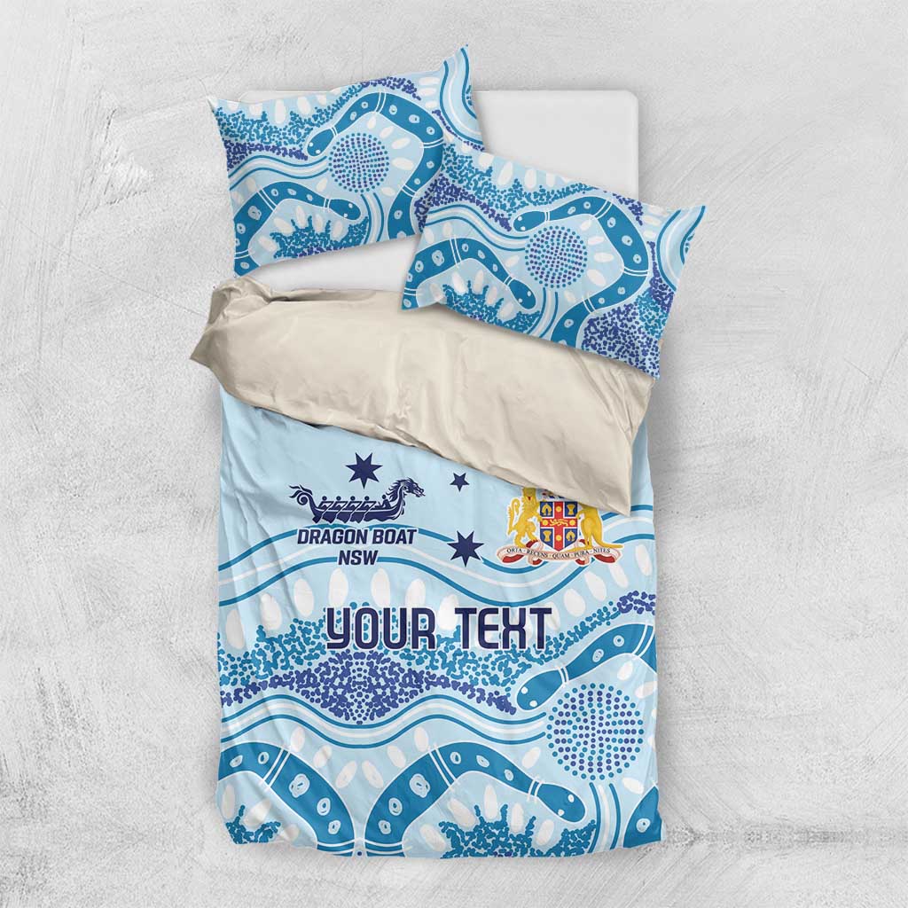Personalised Australia New South Wales Dragons Boat Bedding Set Aussie Aboriginal Dot Style - Vibe Hoodie Shop