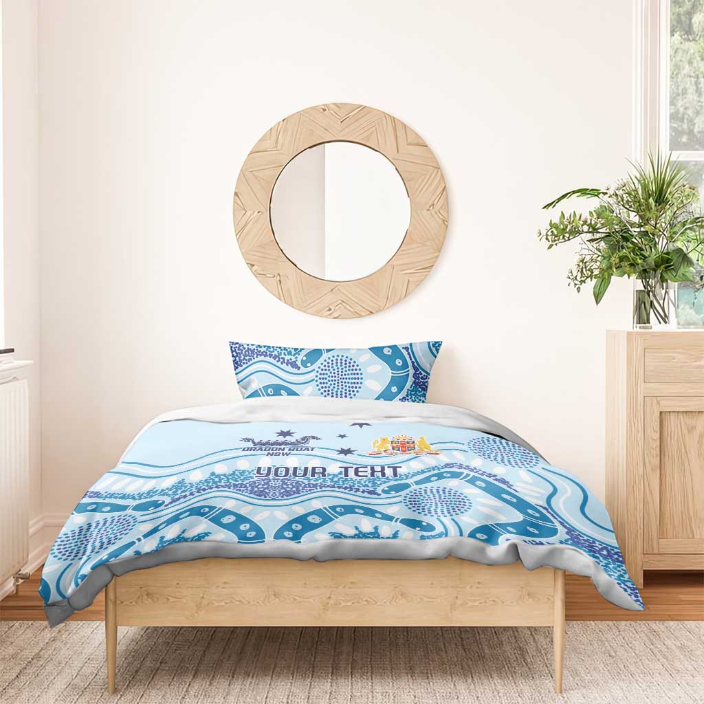 Personalised Australia New South Wales Dragons Boat Bedding Set Aussie Aboriginal Dot Style - Vibe Hoodie Shop