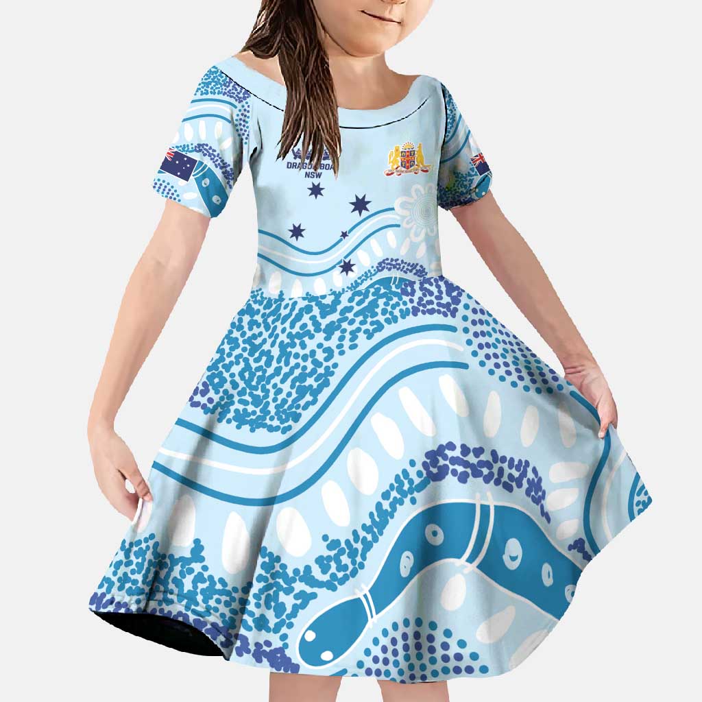 Personalised Australia New South Wales Dragons Boat Family Matching Mermaid Dress and Hawaiian Shirt Aussie Aboriginal Dot Style