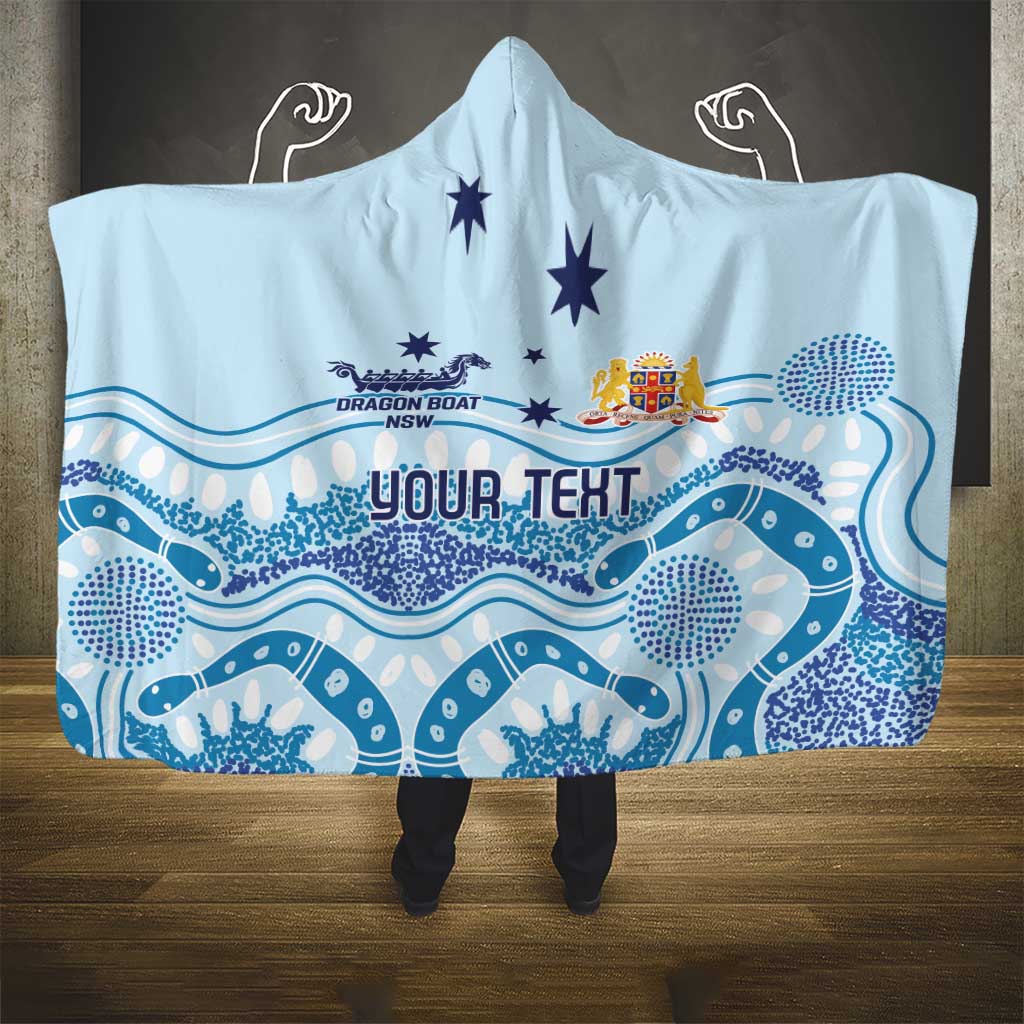 Personalised Australia New South Wales Dragons Boat Hooded Blanket Aussie Aboriginal Dot Style