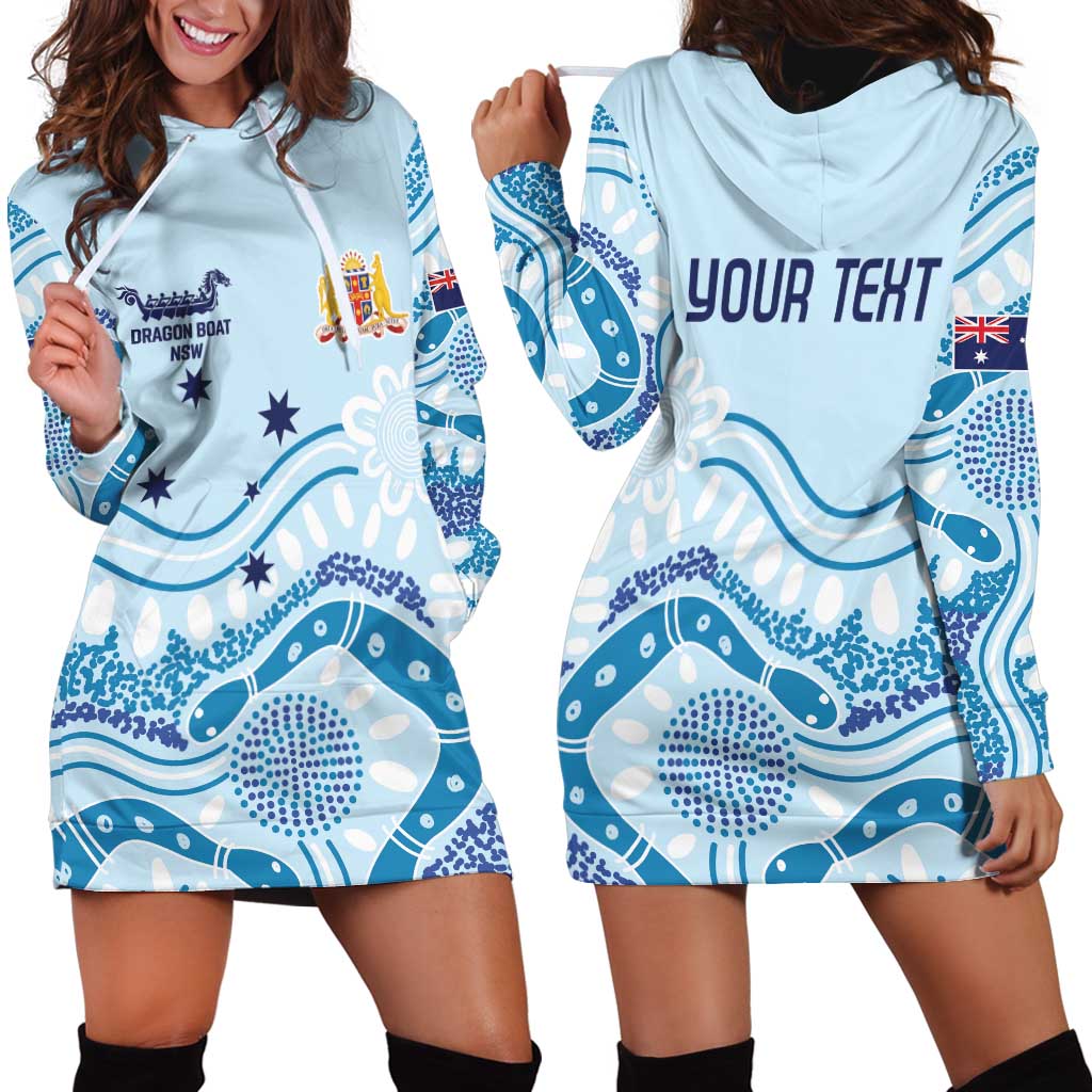 Personalised Australia New South Wales Dragons Boat Hoodie Dress Aussie Aboriginal Dot Style - Vibe Hoodie Shop