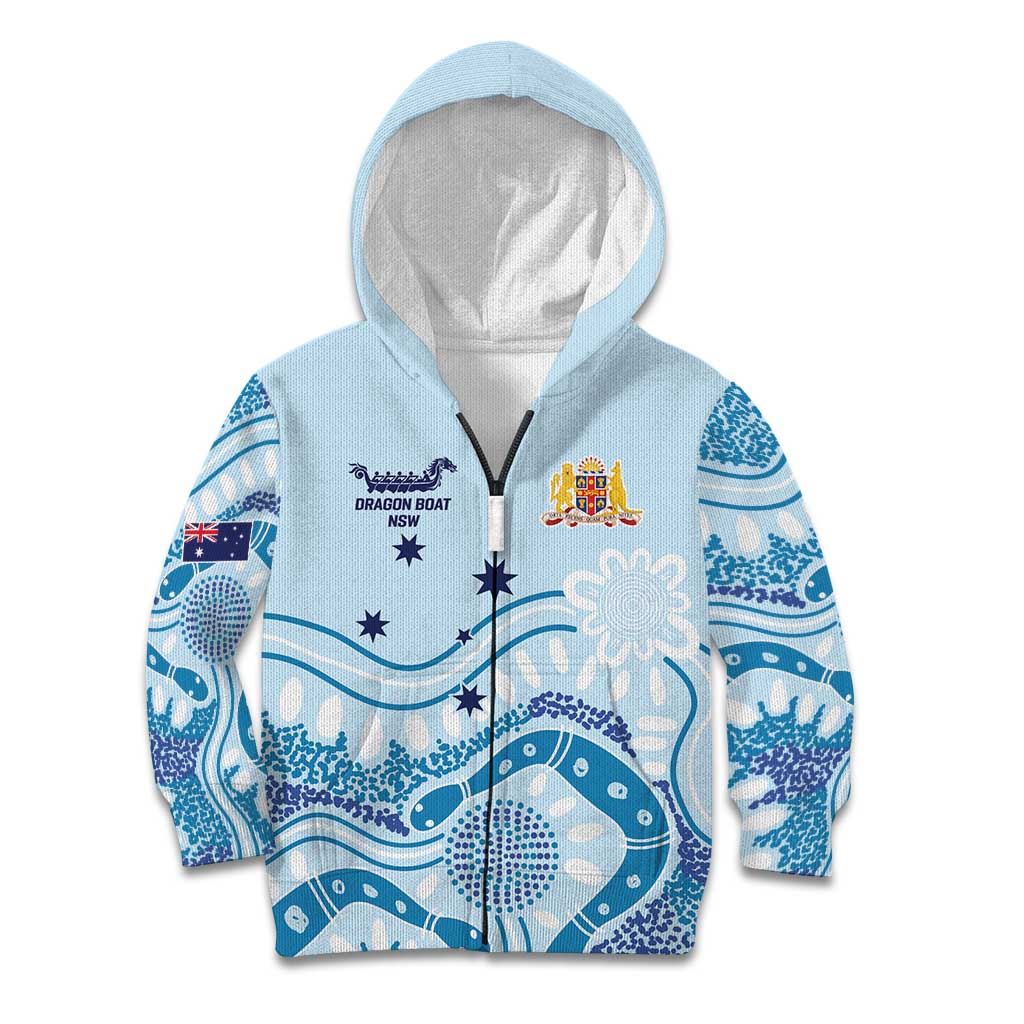 Personalised Australia New South Wales Dragons Boat Kid Hoodie Aussie Aboriginal Dot Style - Vibe Hoodie Shop