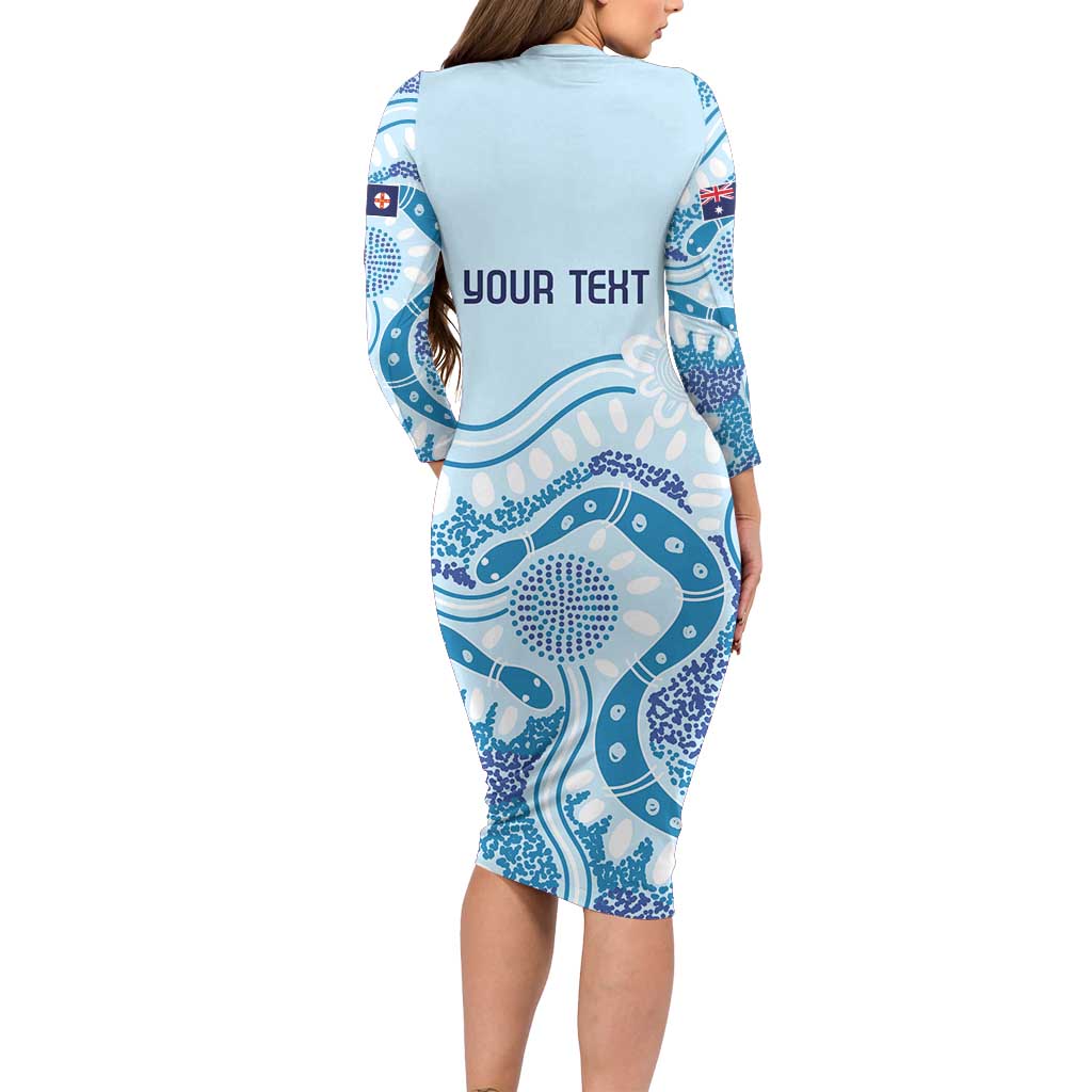 Personalised Australia New South Wales Dragons Boat Long Sleeve Bodycon Dress Aussie Aboriginal Dot Style